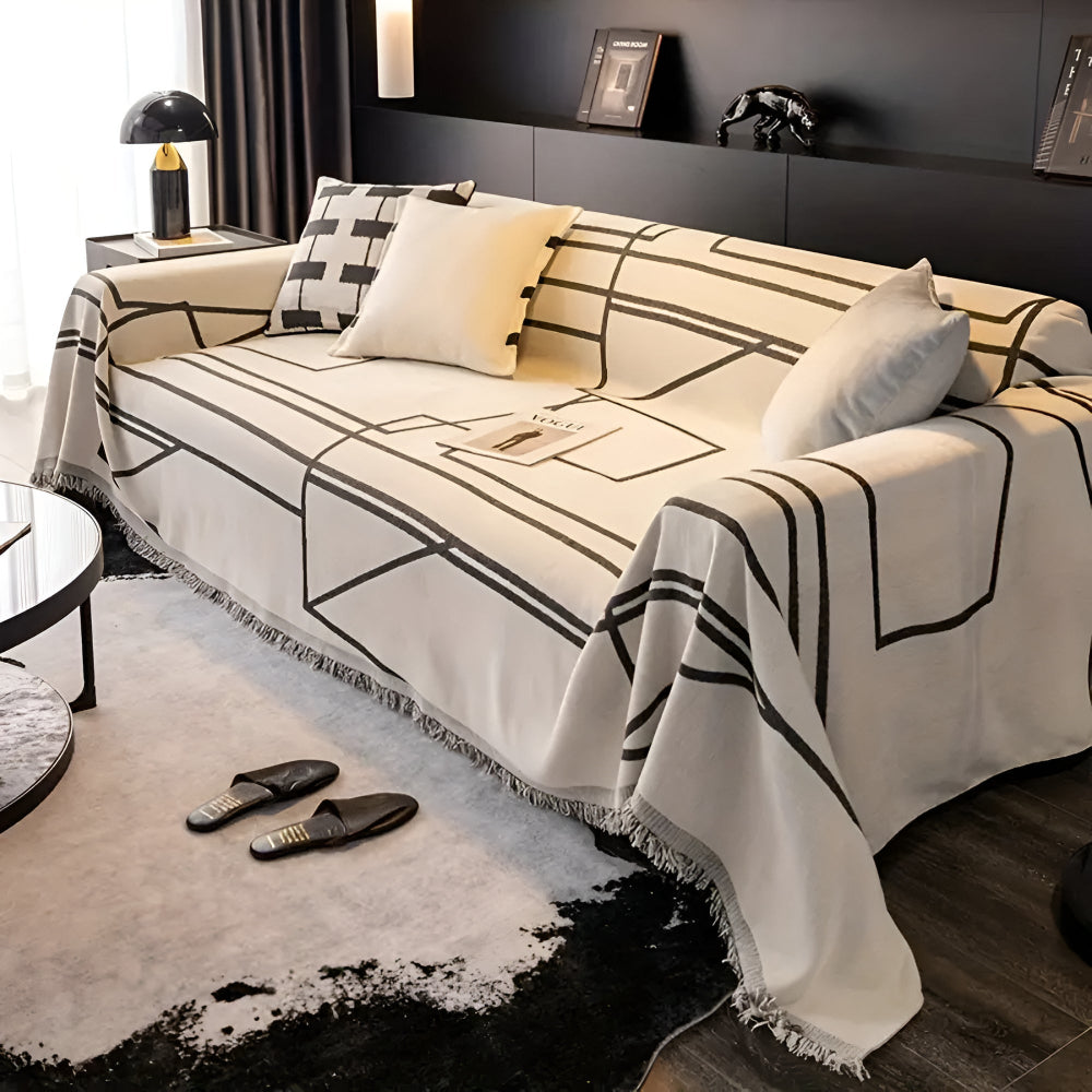 Abstract Grid Microfibre Sofa Cover