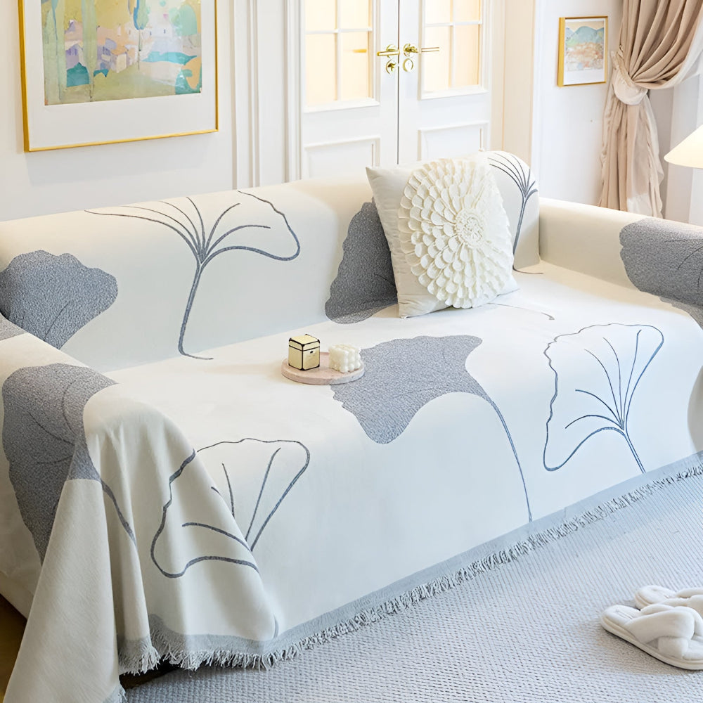 Ginkgo Leaf Chenille Sofa Cover