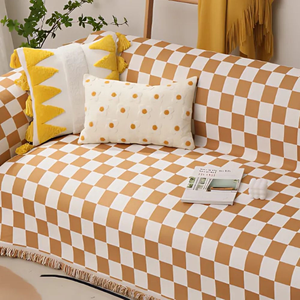 Checkerboard Sofa Cover Closeup