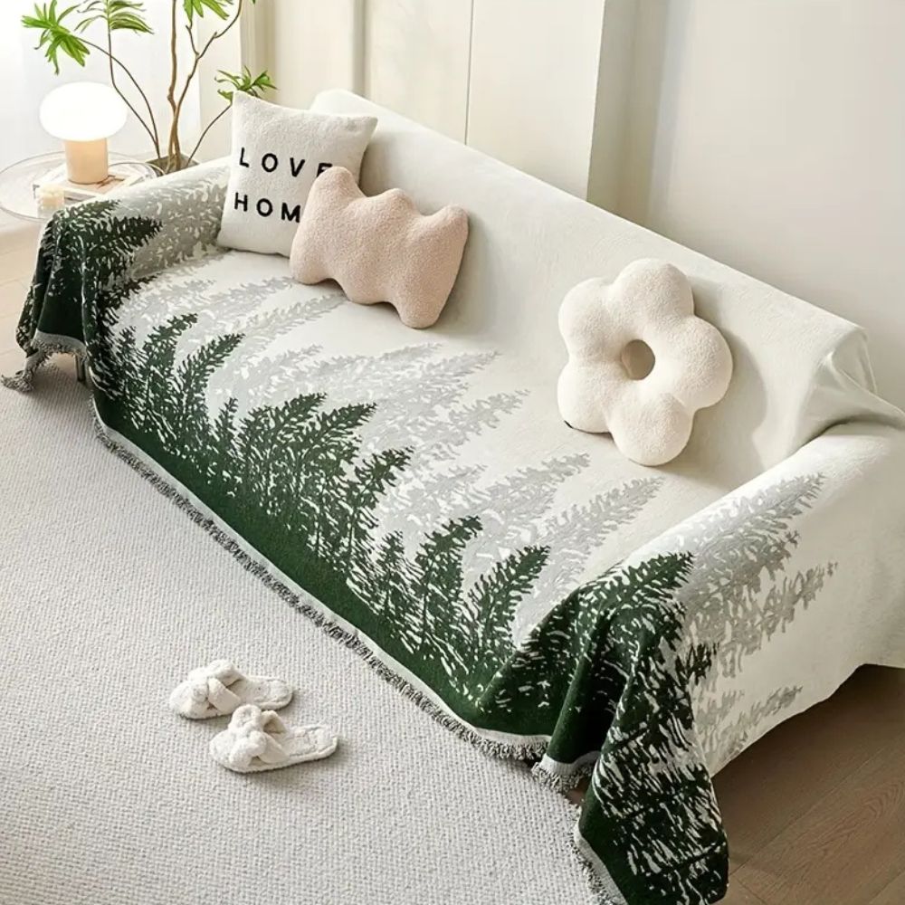 Chenille Sofa Cover Closeup