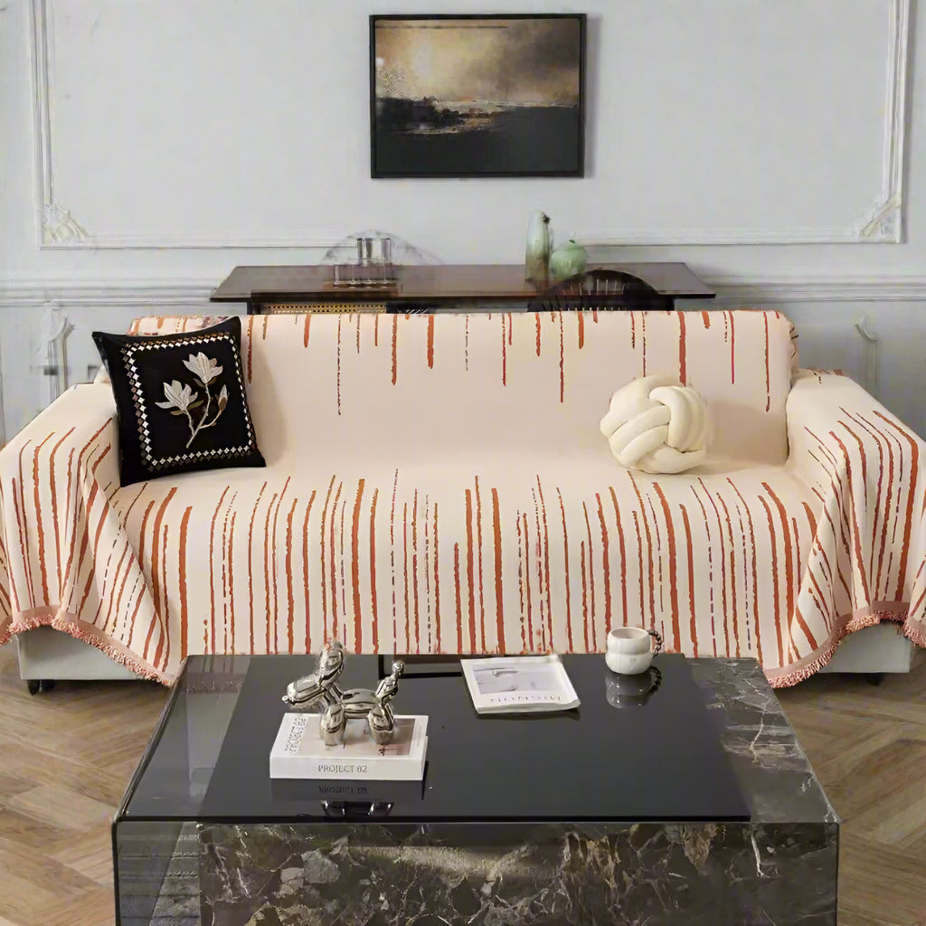 Chenille Sofa Cover Closeup