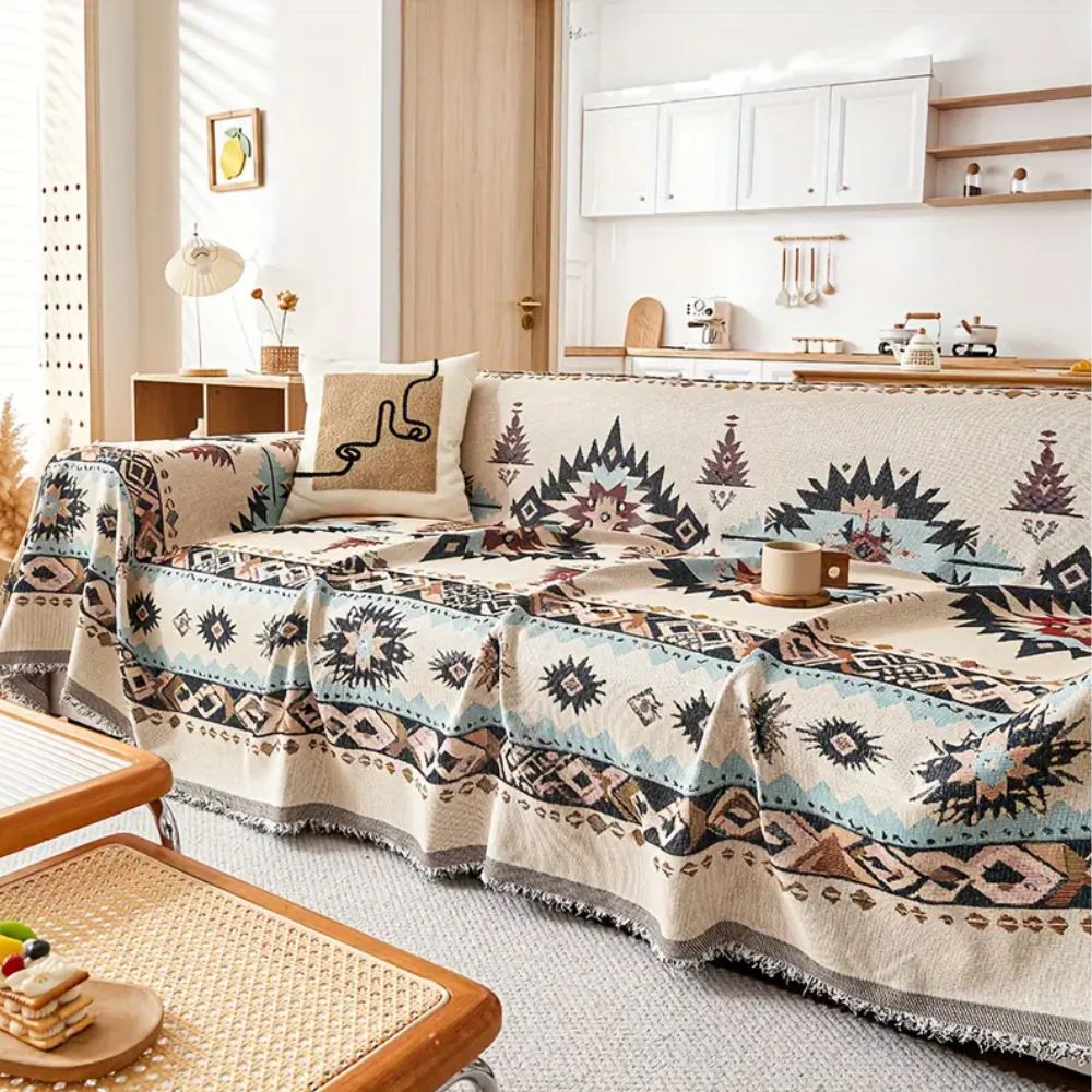 Tribal Weave Sofa Cover Closeup