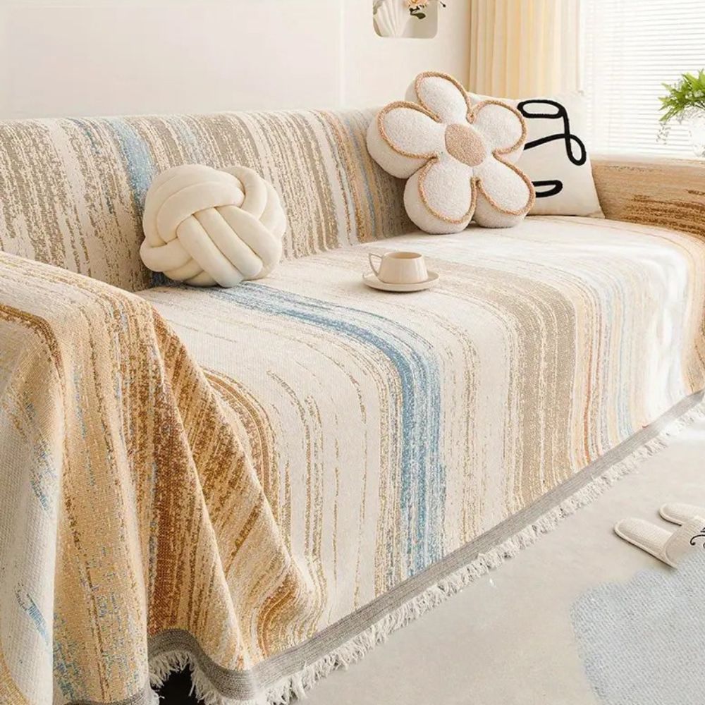 Striped Sofa Cover Closeup