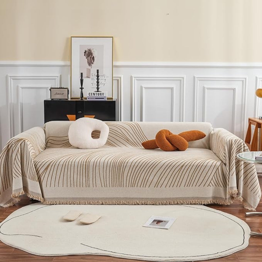 Chenille Sofa Cover with Wave Pattern