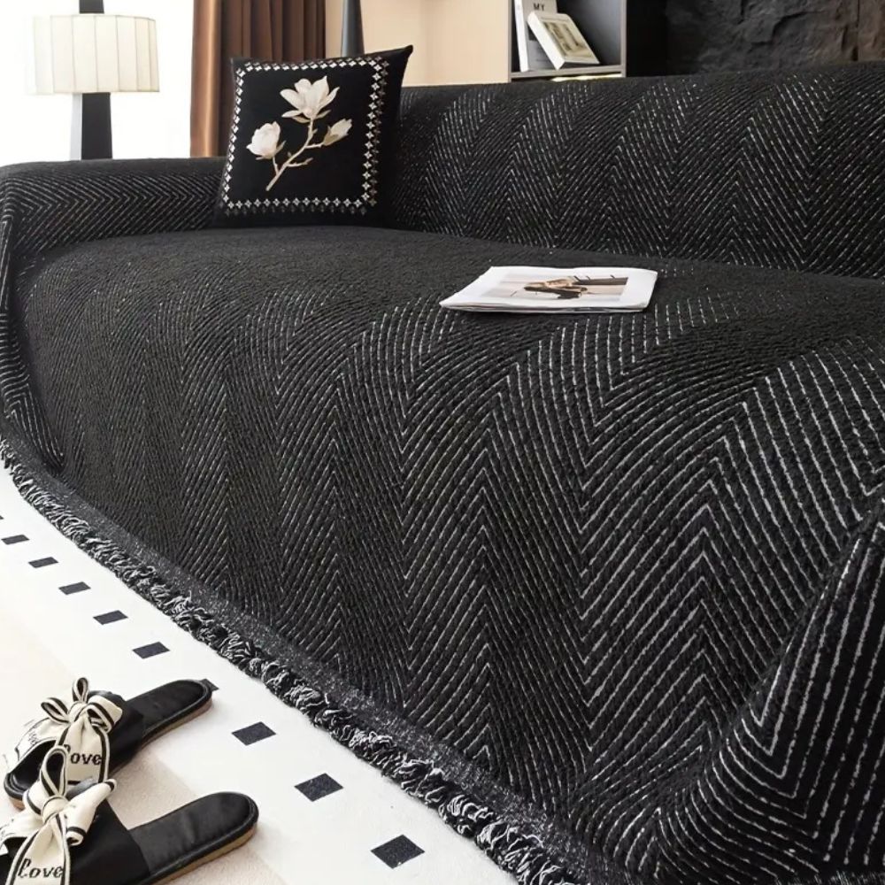 Herringbone Microfiber Sofa Cover