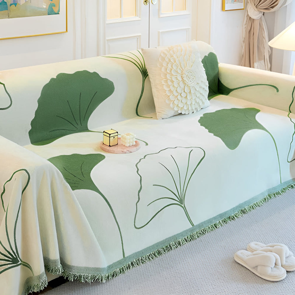 Ginkgo Leaf Sofa Cover Closeup