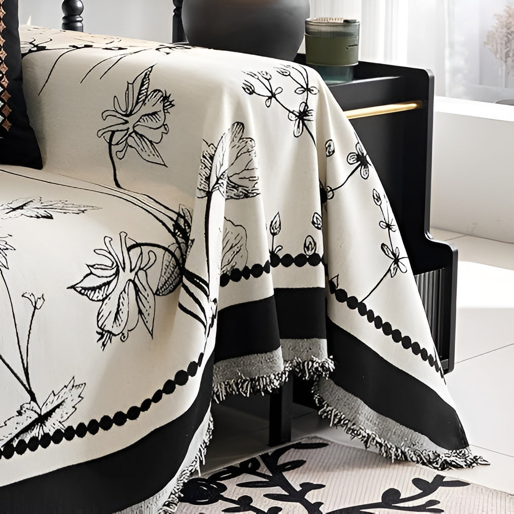 Botanical Elegance Sofa Cover Closeup
