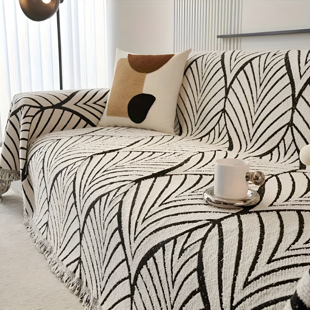 Modern Maple Leaf Microfibre Sofa Cover