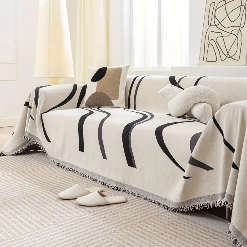 Chenille Sofa Cover Closeup